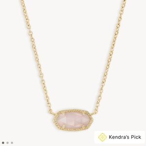 NIB Kendra Scott Elisa Necklace Gold Rose Quartz